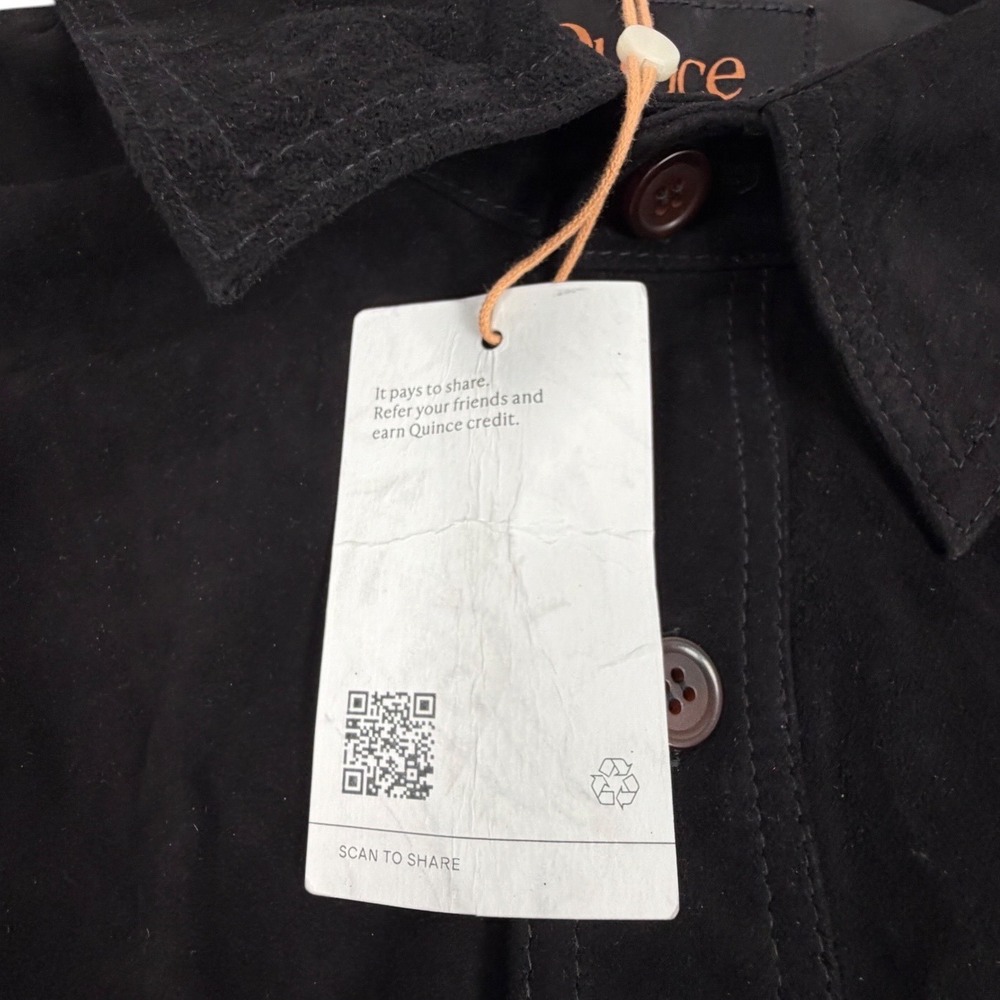 Quince Mens Shirt Jacket Suede Goat Leather Button Front Black Large Overshirt - Picture 4 of 9